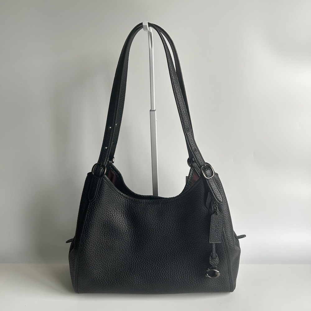 Coach Lori Shoulder Bag Black Pebble Leather C4824
